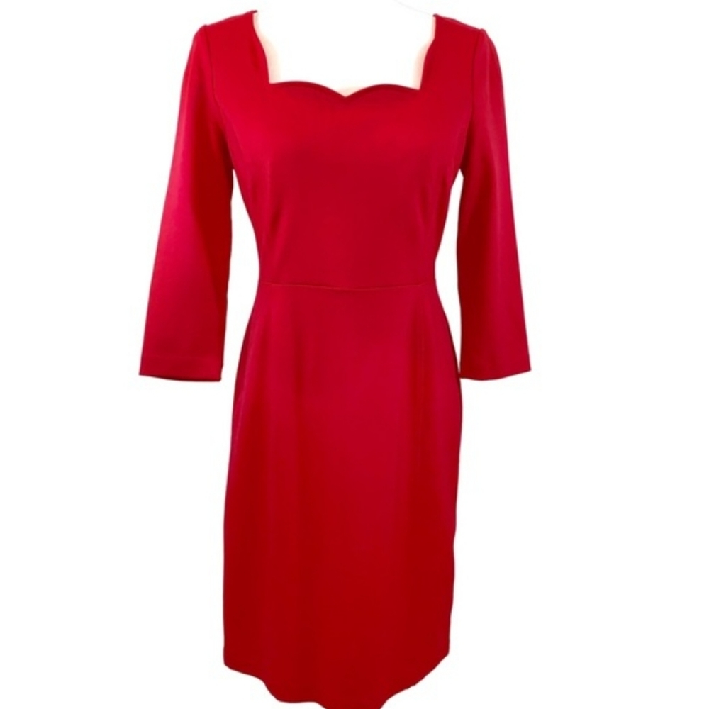 The Limited Red 3/4 Length Sleeve Petite Dress